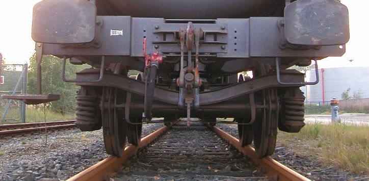 rear view of a train braking system